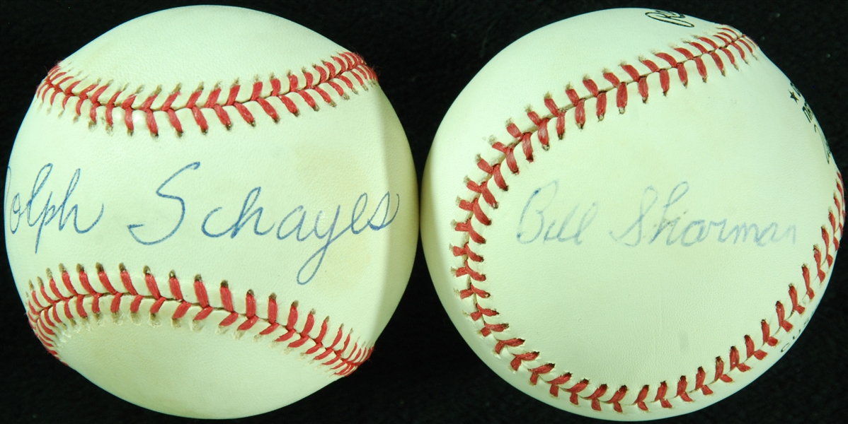 Bill Sharman & Dolph Schayes Single-Signed Baseballs (2)