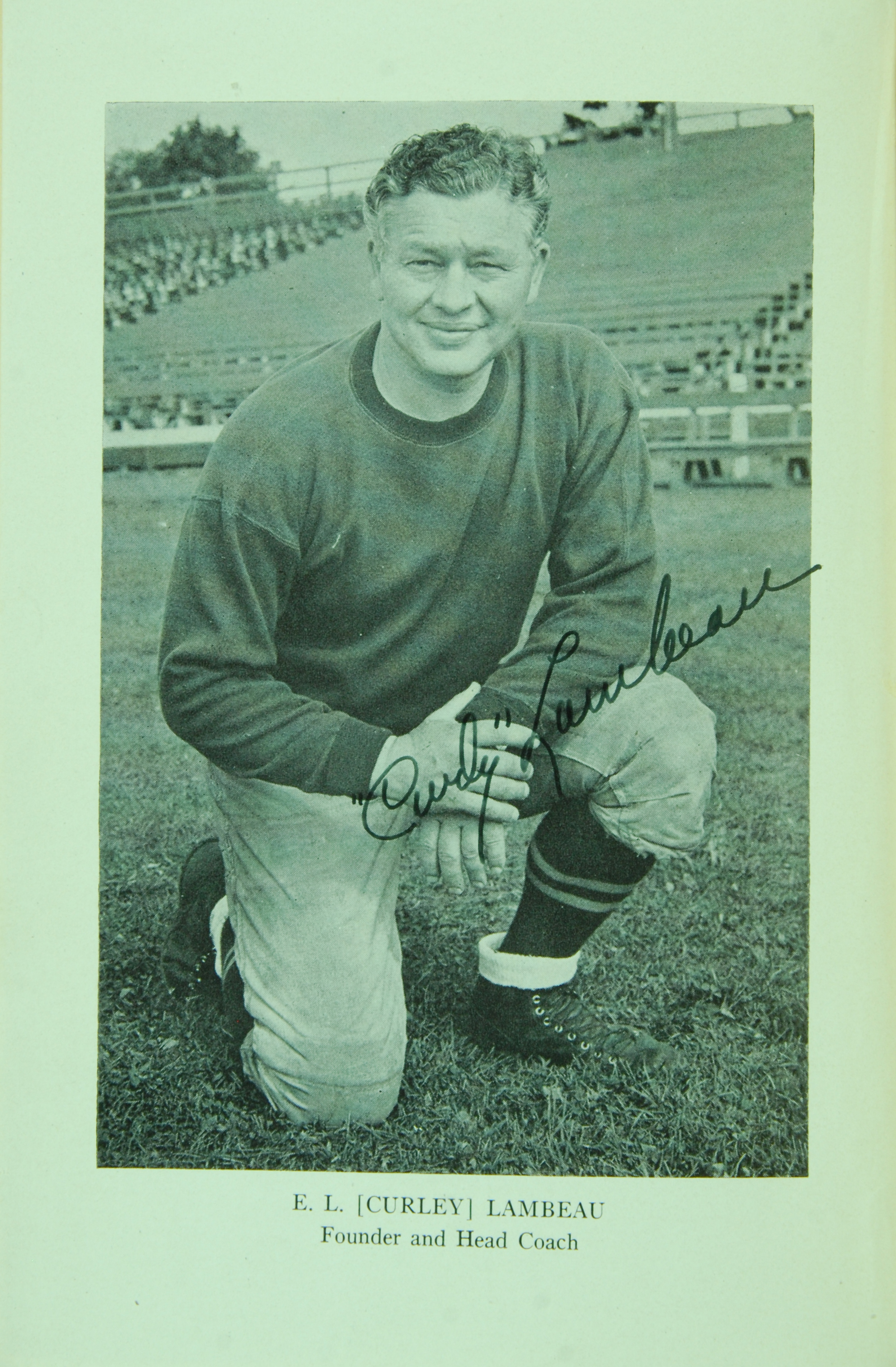 Lot Detail - Curly Lambeau Signed Photo in 'The Green Bay Packers' Book  (JSA)
