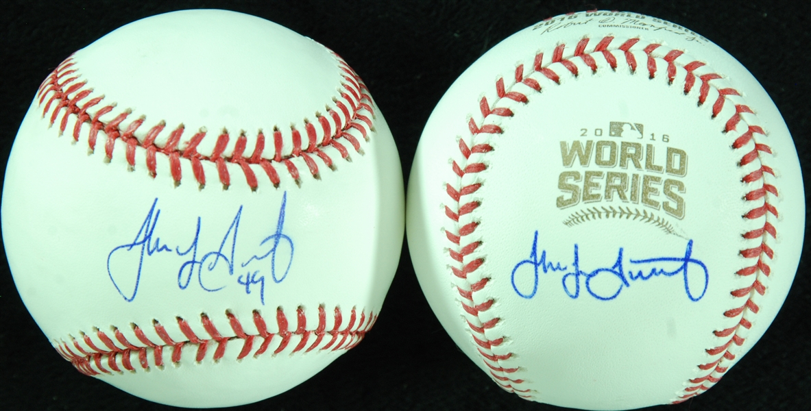 Jake Arrieta Single-Signed Baseballs Pair (2) with 2016 WS Ball (PSA/DNA) (Fanatics)