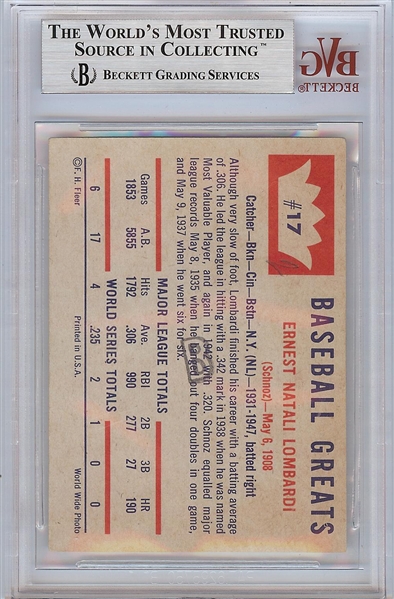 Ernie Lombardi Signed 1960 Fleer No. 17 (BAS)