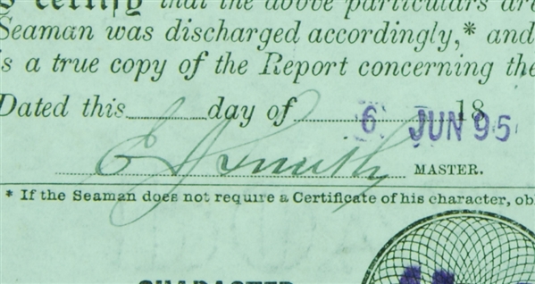 Scarce Edward J. Smith Signed Document (1895) - Titanic Captain! (PSA/DNA)