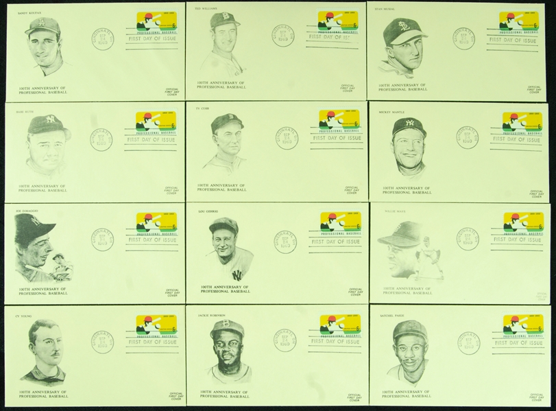 Near-Mint Baseball’s 100th Anniversary First Day Covers (12)