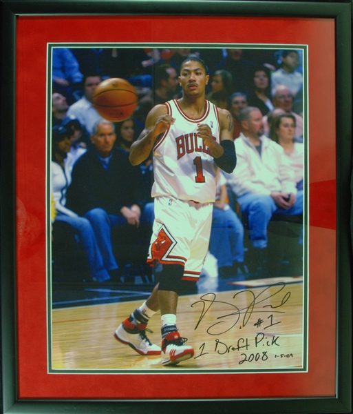 Derrick Rose Signed 16x20 Framed Photo #1 Draft Pick 2008, 1-5-09 (BAS)