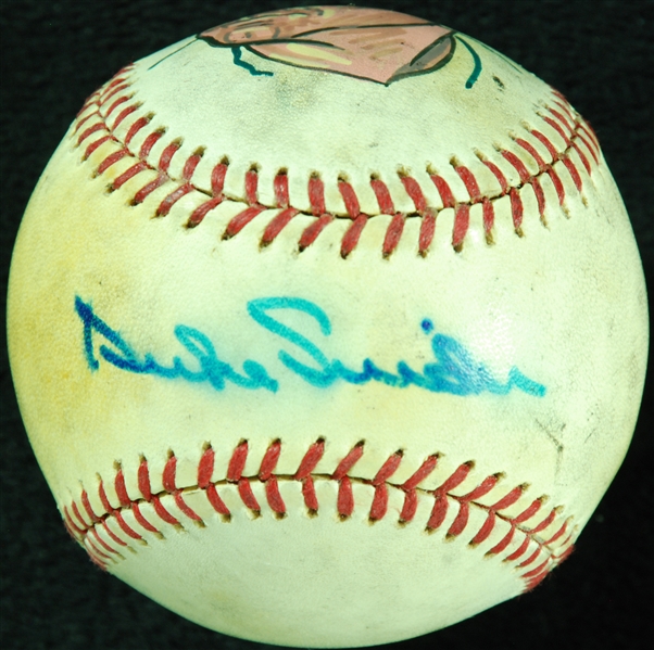 Duke Snider Single-Signed Hand-Painted ONL Baseball (BAS)