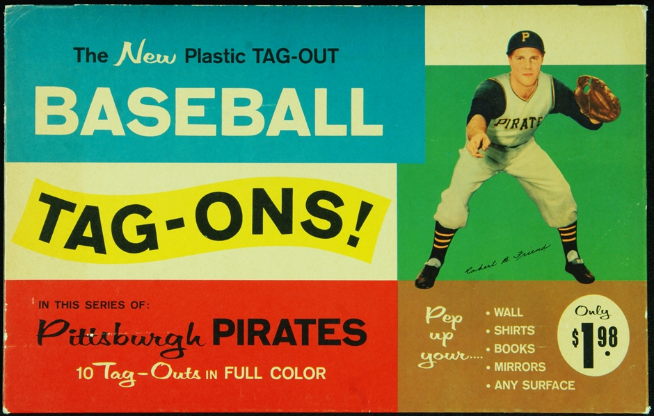 1960 Pittsburgh Pirates Tag-Ons Complete Set in Cardboard Envelope (10)