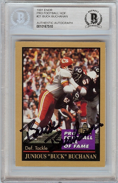 Buck Buchanan Signed 1991 Enor Pro Football HOF No. 21 (BAS)