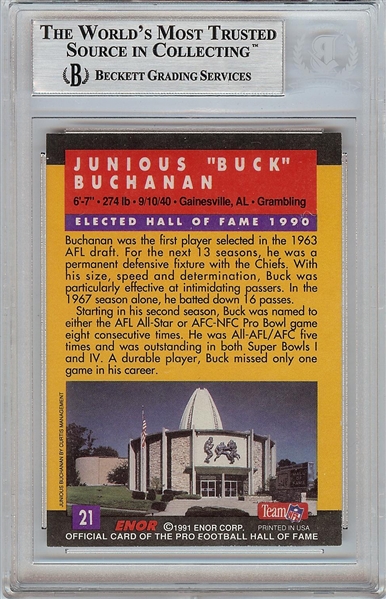 Buck Buchanan Signed 1991 Enor Pro Football HOF No. 21 (BAS)