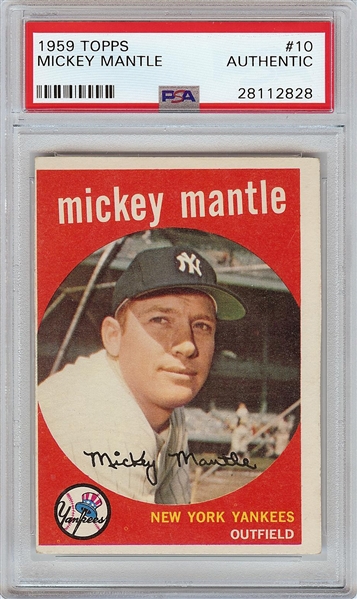 1959 Topps Mickey Mantle No. 10 PSA Authentic