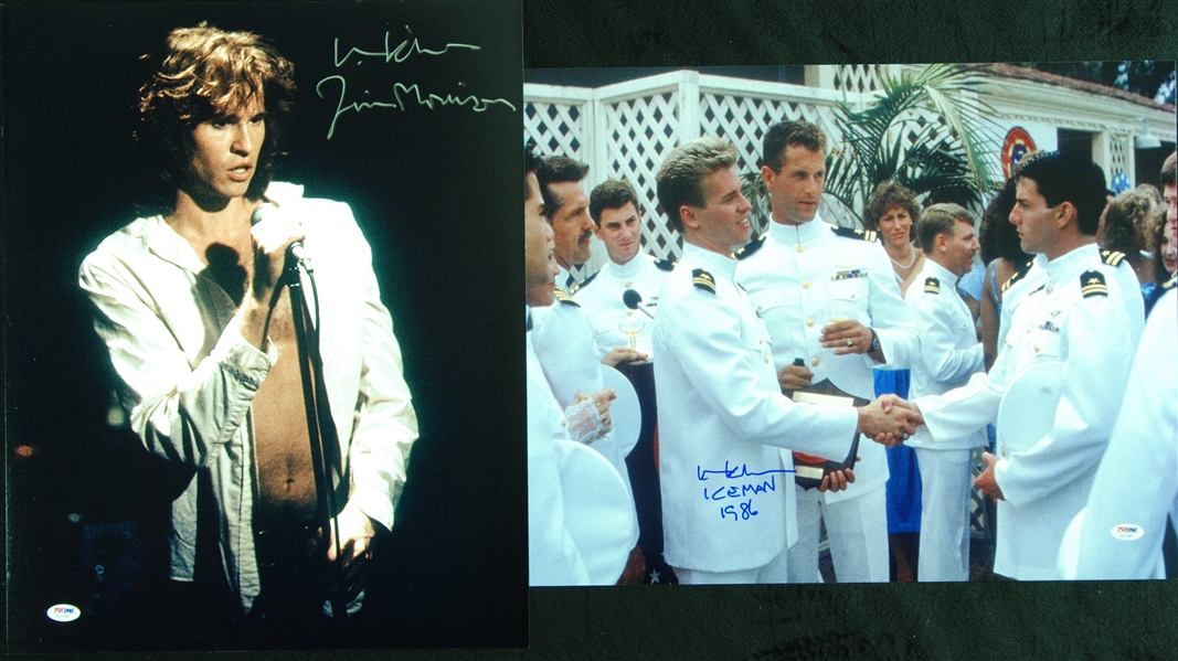 Val Kilmer Signed 16x20 Photos with Ice Man & Jim Morrison Inscriptions (2) (PSA/DNA)