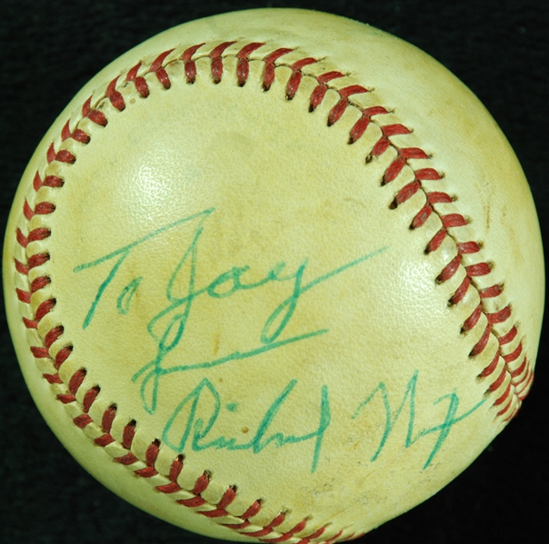 Richard Nixon Single-Signed OAL Baseball (JSA)