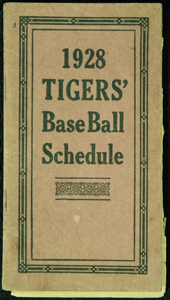 1928 Detroit Tigers Pocket Schedule