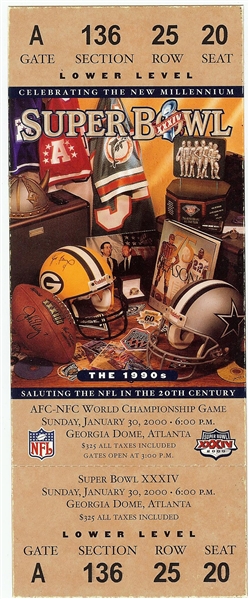 Super Bowl XXXIV Full Ticket (Jan. 30, 2000) (Rams vs. Titans)