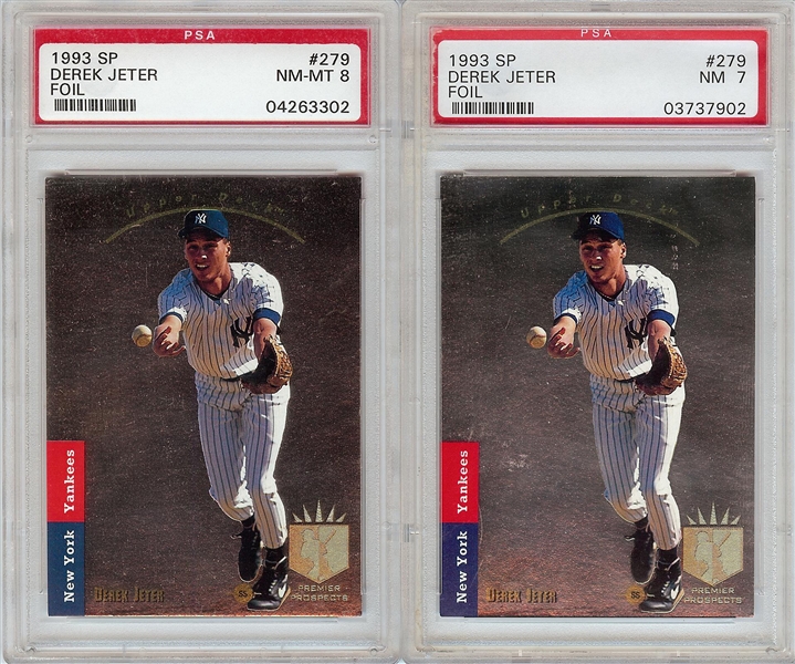 1993 SP Derek Jeter RC No. 279 Pair with PSA 8 & PSA 7 (2)