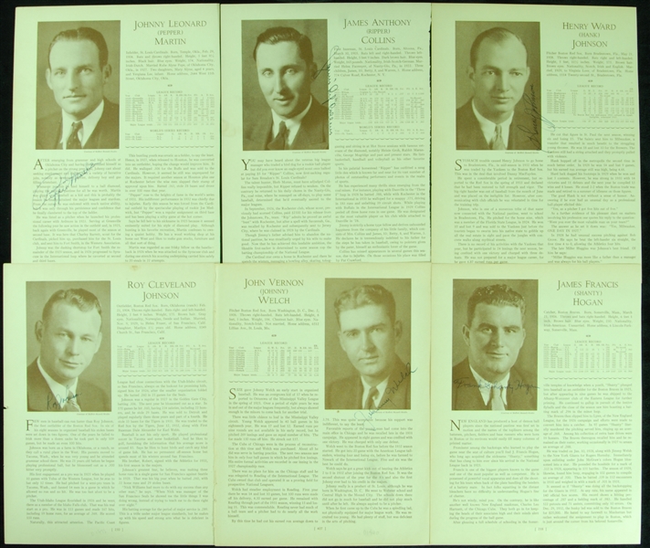 Signed 1933 Who's Who Pages with Pepper Martin, Shanty Hogan, Johnny Welch (6)