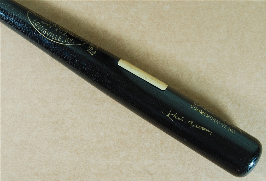 Hank Aaron Signed Magnavox Black Bat (PSA/DNA)