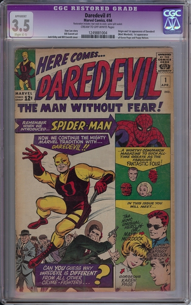 Daredevil Comic Issue No. 1 (Graded CGS Restored 3.5)