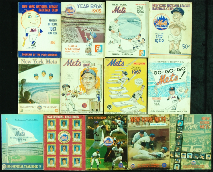 1962-1974 New York Mets Vintage Yearbooks Group (13)