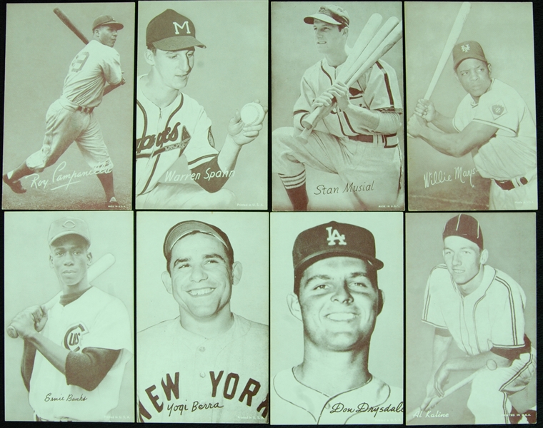 1947-66 Exhibit Cards With Many HOFers, Stars (100)