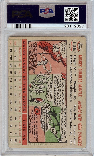 1956 Topps Mickey Mantle No. 135 PSA 2 (MC)