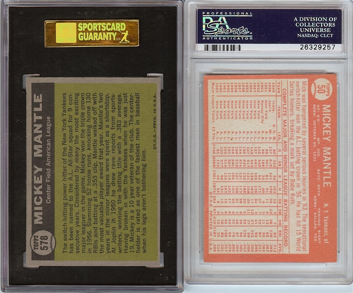 Mickey Mantle Graded Pair with 1964 Topps, 1961 Topps AS (2)