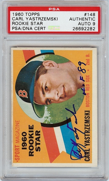 Carl Yastrzemski Signed 1960 Topps RC No. 148 (Graded PSA/DNA 9)