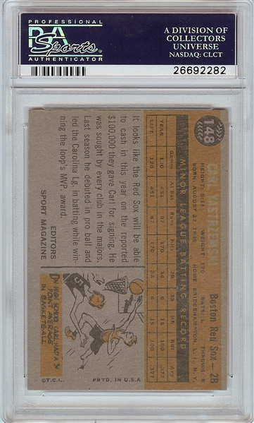 Carl Yastrzemski Signed 1960 Topps RC No. 148 (Graded PSA/DNA 9)