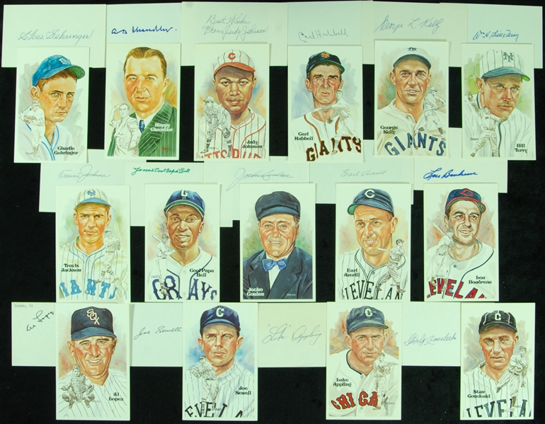 HOFer Signed Index Cards with Matching Perez-Steele HOF Postcards (15)