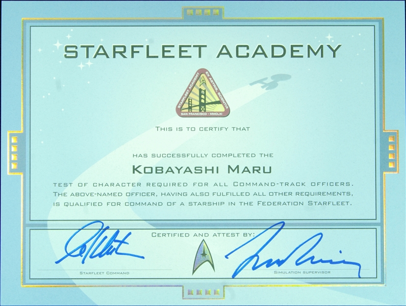 William Shatner & Leonard Nimoy Signed Starfleet Academy Sheet (PSA/DNA)