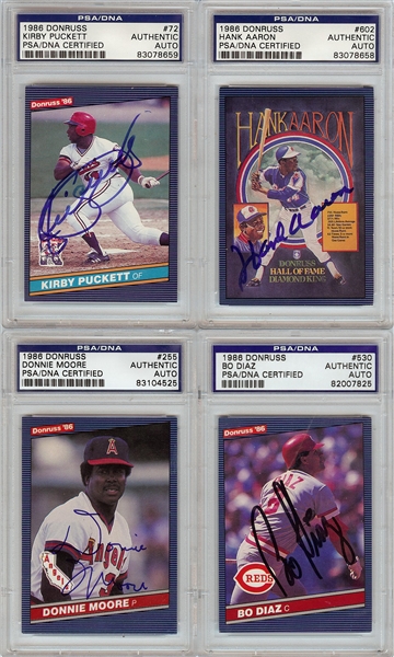 Signed 1986 Donruss Near Set with 32 HOFers (512/600)