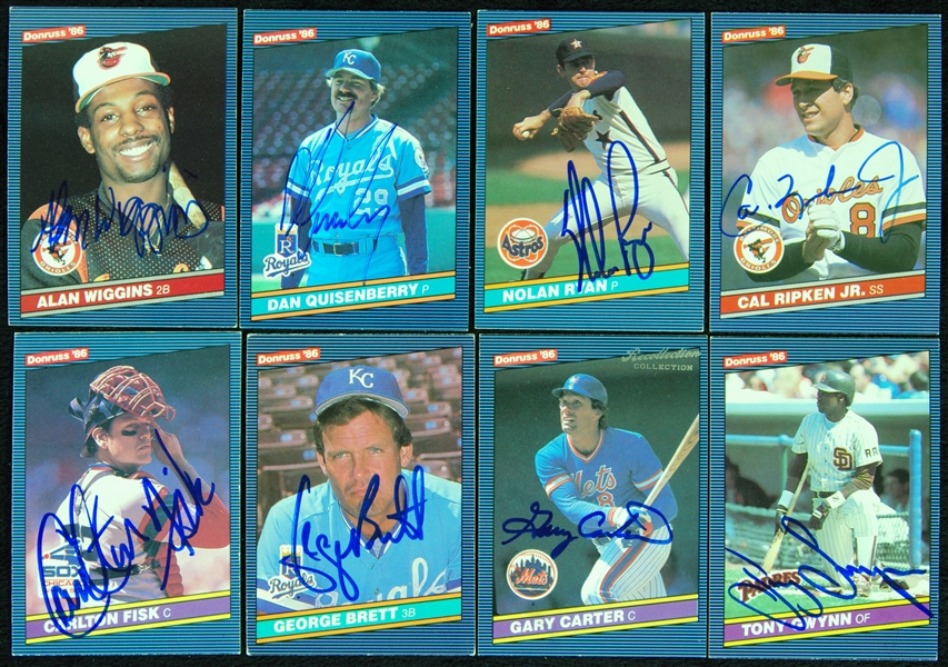 Signed 1986 Donruss Near Set with 32 HOFers (512/600)