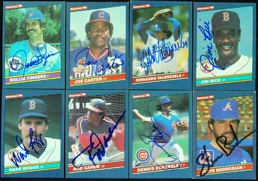 Signed 1986 Donruss Near Set with 32 HOFers (512/600)