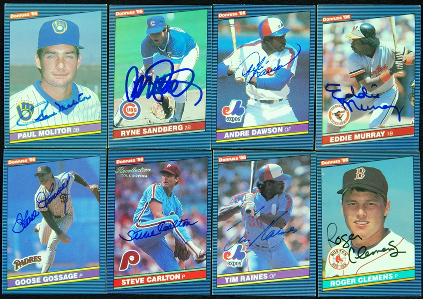 Signed 1986 Donruss Near Set with 32 HOFers (512/600)