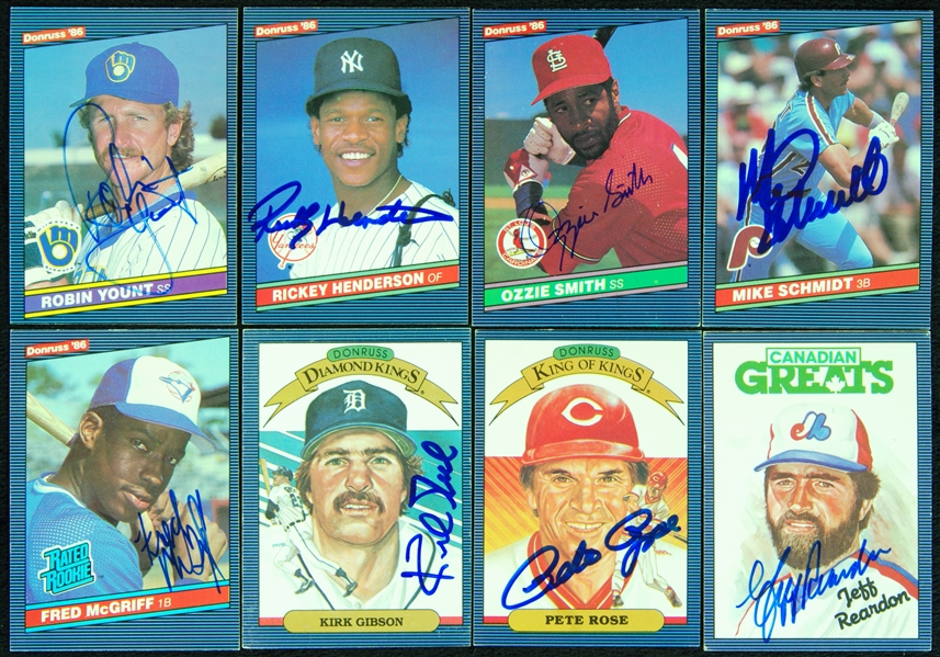 Signed 1986 Donruss Near Set with 32 HOFers (512/600)