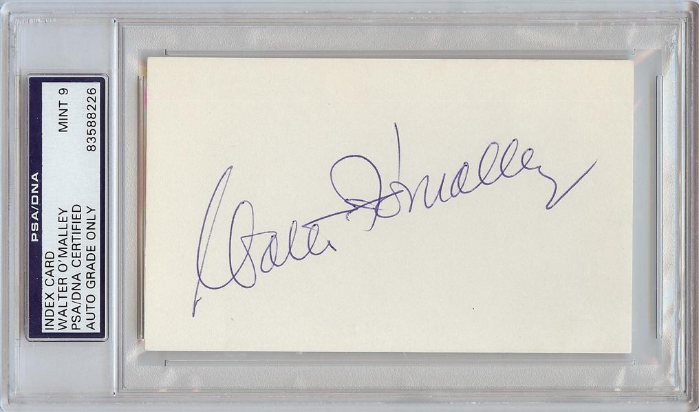 Walter O'Malley Signed Index Card (Graded PSA/DNA 9)