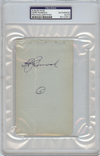 Herb Pennock Signed Album Page (PSA/DNA)