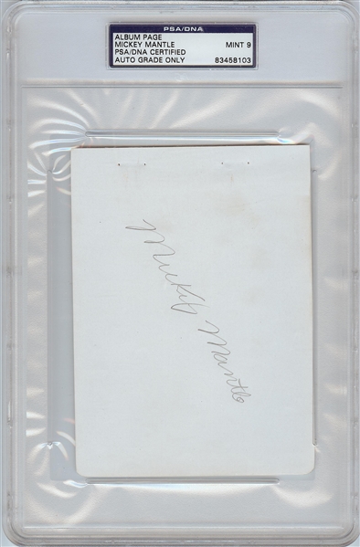 Mickey Mantle Vintage Signed Album Page (Graded PSA/DNA 9)