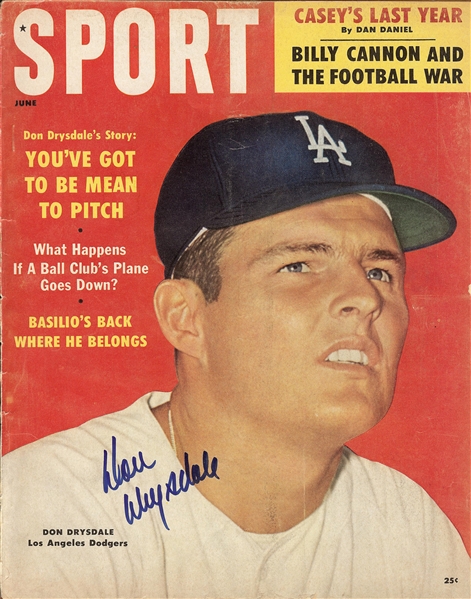 Don Drysdale Signed Sport Magazine (BAS)