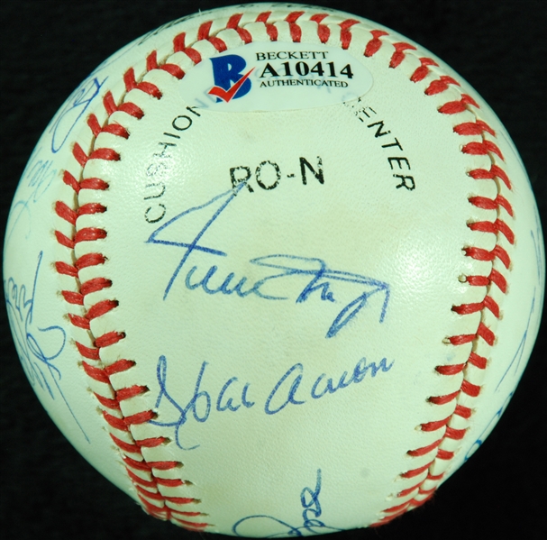 3000 Hit Club Multi-Signed ONL Baseball (12) with Aaron, Mays (BAS)