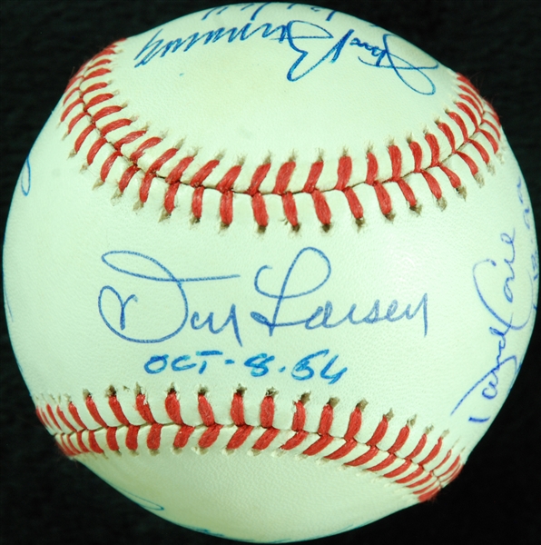 Perfect Game Multi-Signed ONL Baseball (6) with Larsen, Koufax (BAS)