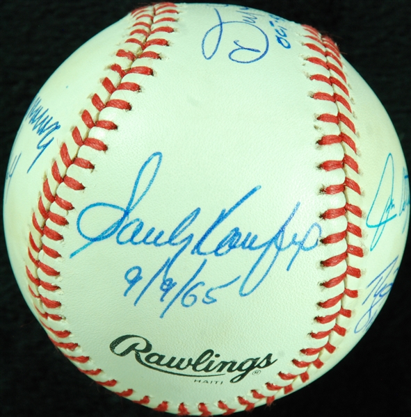 Perfect Game Multi-Signed ONL Baseball (6) with Larsen, Koufax (BAS)