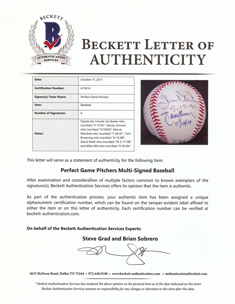 Perfect Game Multi-Signed OAL Baseball (6) (BAS)