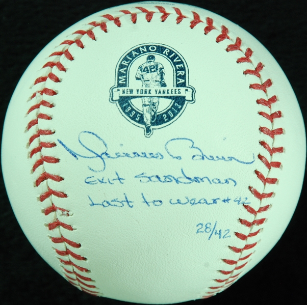 Mariano Rivera Single-Signed Retirement Logo Baseball Exit Sandman, Last To Wear #42 (28/42) (Steiner)