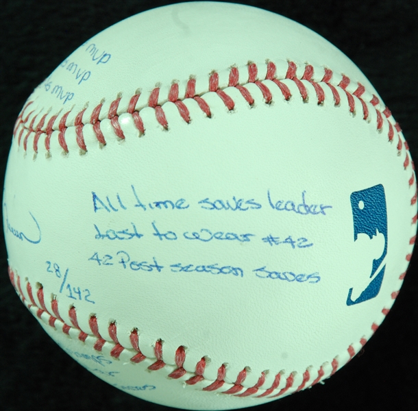 Mariano Rivera Single-Signed OML Baseball with 11 Inscriptions (28/142) (Steiner)