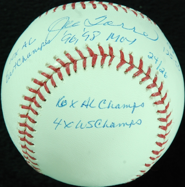 Joe Torre Single-Signed OML Baseball with Multiple Inscriptions (24/26) (Steiner)