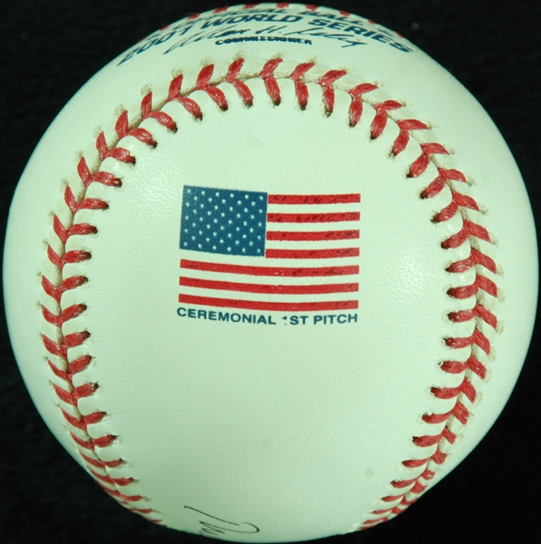 Rudy Giuliani Single-Signed 2001 WS Flag Baseball (Steiner)