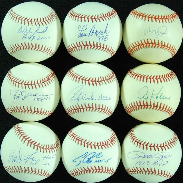 3000 Hit Club Single-Signed Baseballs Group (9) with Inscriptions