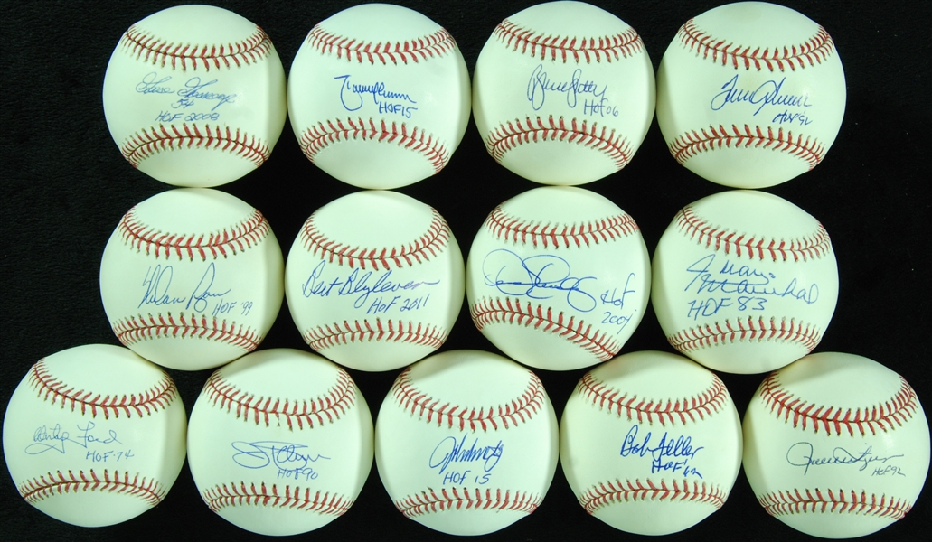 HOF Pitchers Single-Signed Baseball Group All HOF Inscriptions (13) (Steiner)