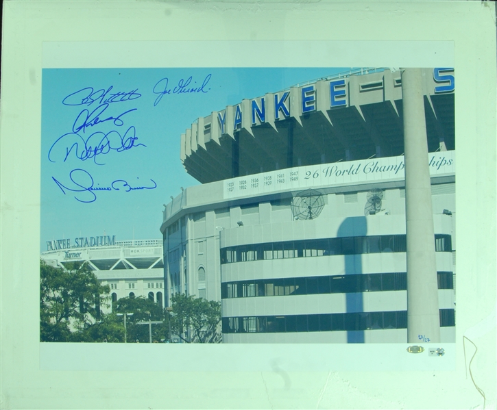 Yankee Stadium 16x20 Photo Signed by Jeter, Rivera, Pettitte, Rodriguez & Girardi (13/27) (Steiner)