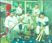 Derek Jeter Signed Yankees Greats Locker Room 25x30 Canvas (13/23) (Steiner)