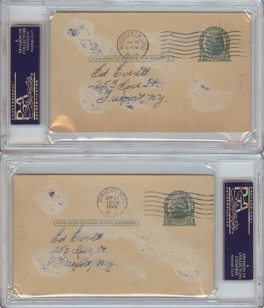 Early 1900s Signed GPC Pair with Sad Sam Jones, Rube Oldring (2) (PSA/DNA)